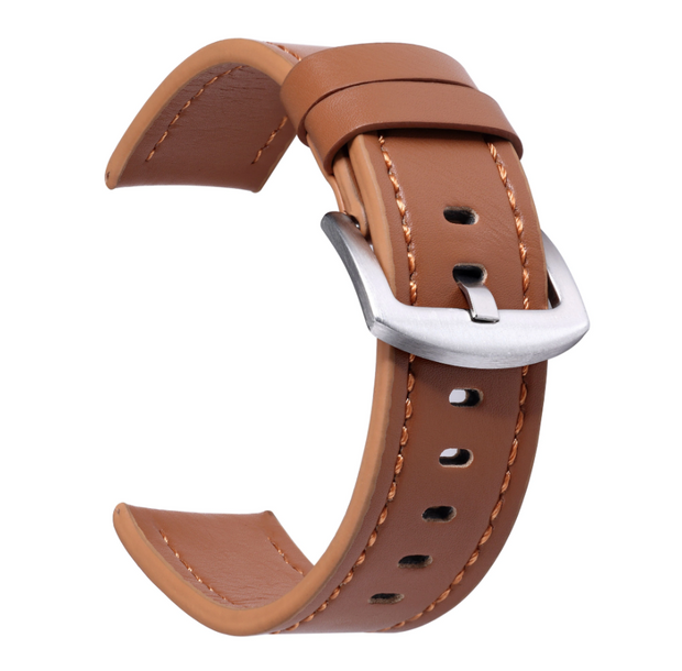 Bracelet cuir 22 mm 2,2 cm montre marron camel boucle argent pas cher envoi rapide promo