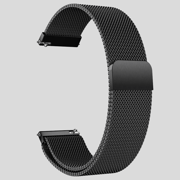 bracelet aimanté noir de montre en acier maille milanaise marque française 20mm