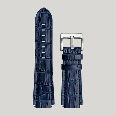 bracelet montre cuir croco bleu marine