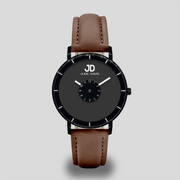 Marque de montres française homme noir et marron bracelet cuir interchangeable cadran noir jude davis jd