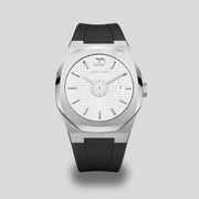 marque de montre francaise homme classe luxe verre saphir bracelet silicone cadran blanc cadran damier quadrillage Miyota Citizen GM10 date