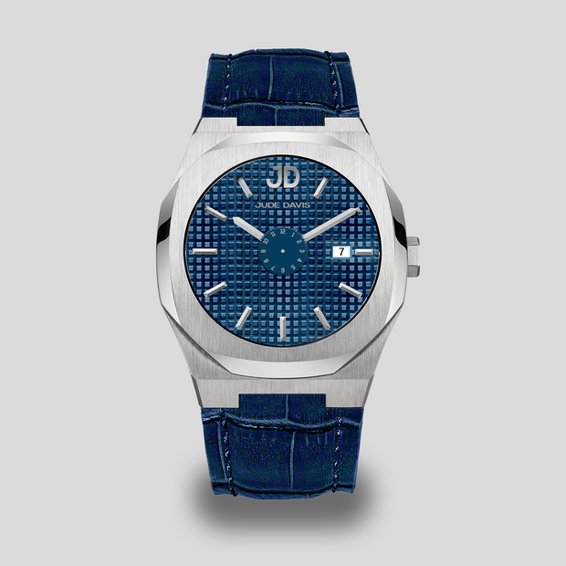 ap watch d1 milano bleu marine marque de montre francaise homme classe luxe verre saphir bracelet silicone cadran blanc cadran damier quadrillage Miyota Citizen GM10 made in france design